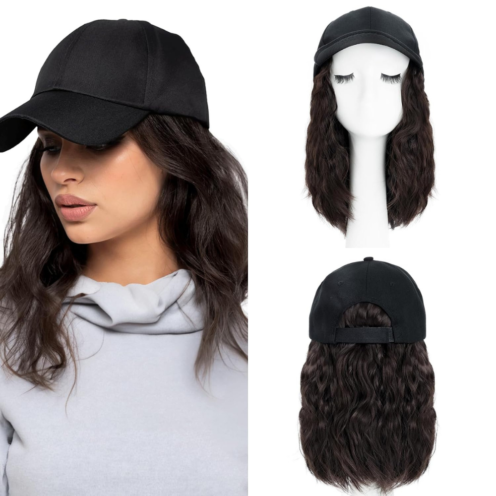 Wavy Wig Baseball Cap with Heat Protection