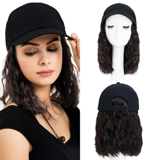 Wavy Wig Baseball Cap with Heat Protection