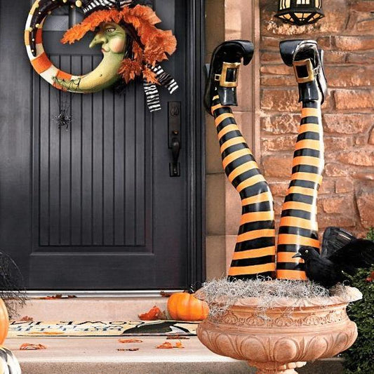 Pair of Witch Leg Halloween Yard Decorations