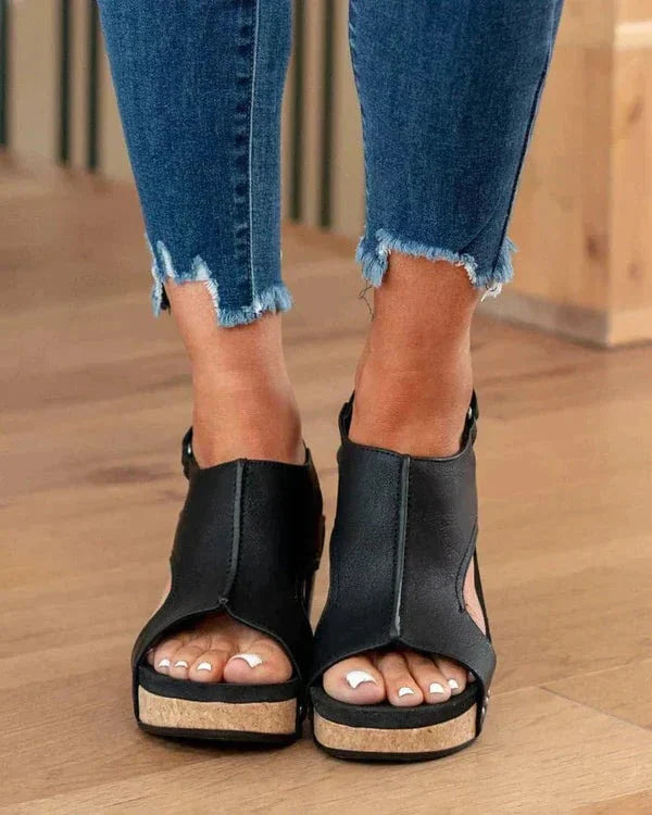 Orthopedic Leather Wedge Sandals for Women