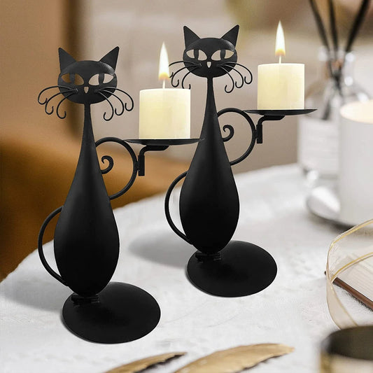 Candle Holder, Black Cat Design