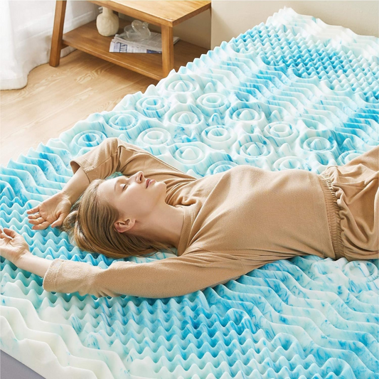 Luxury Cooling Mattress Pad with Egg Crate Foam