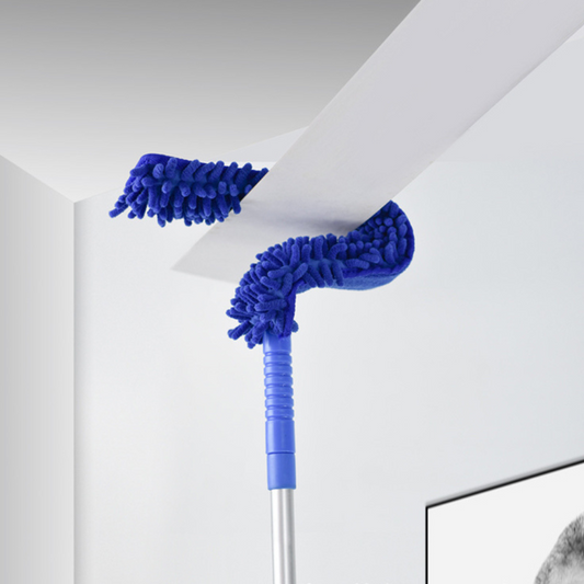 Long-handled microfiber duster for high ceilings