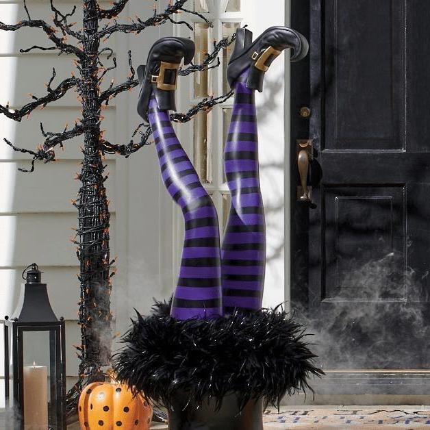 Pair of Witch Leg Halloween Yard Decorations