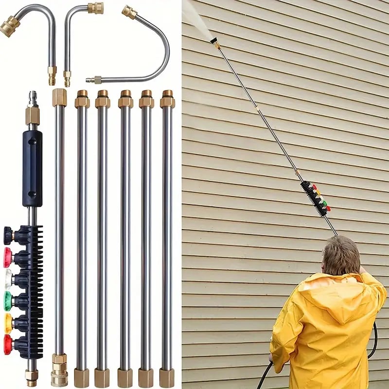 Extendable High-Pressure Washer Wand (4000 PSI) for Cleaning Gutters, Roofs, and Walls