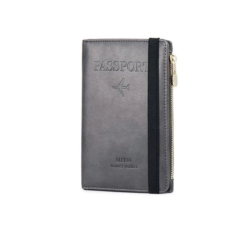 Leather Passport Wallet with RFID Blocking and Multiple Functions