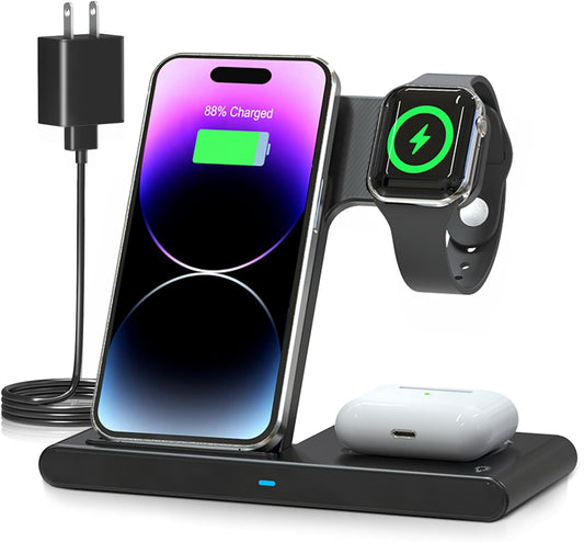 Triple Wireless Charging Station for iPhone, Watch, and AirPods