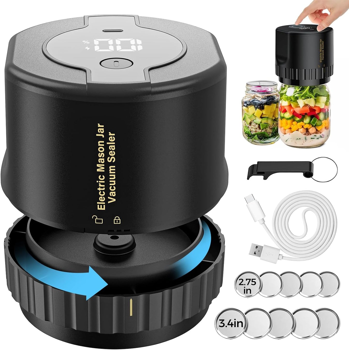 Electric Vacuum Sealer with Mason Jars