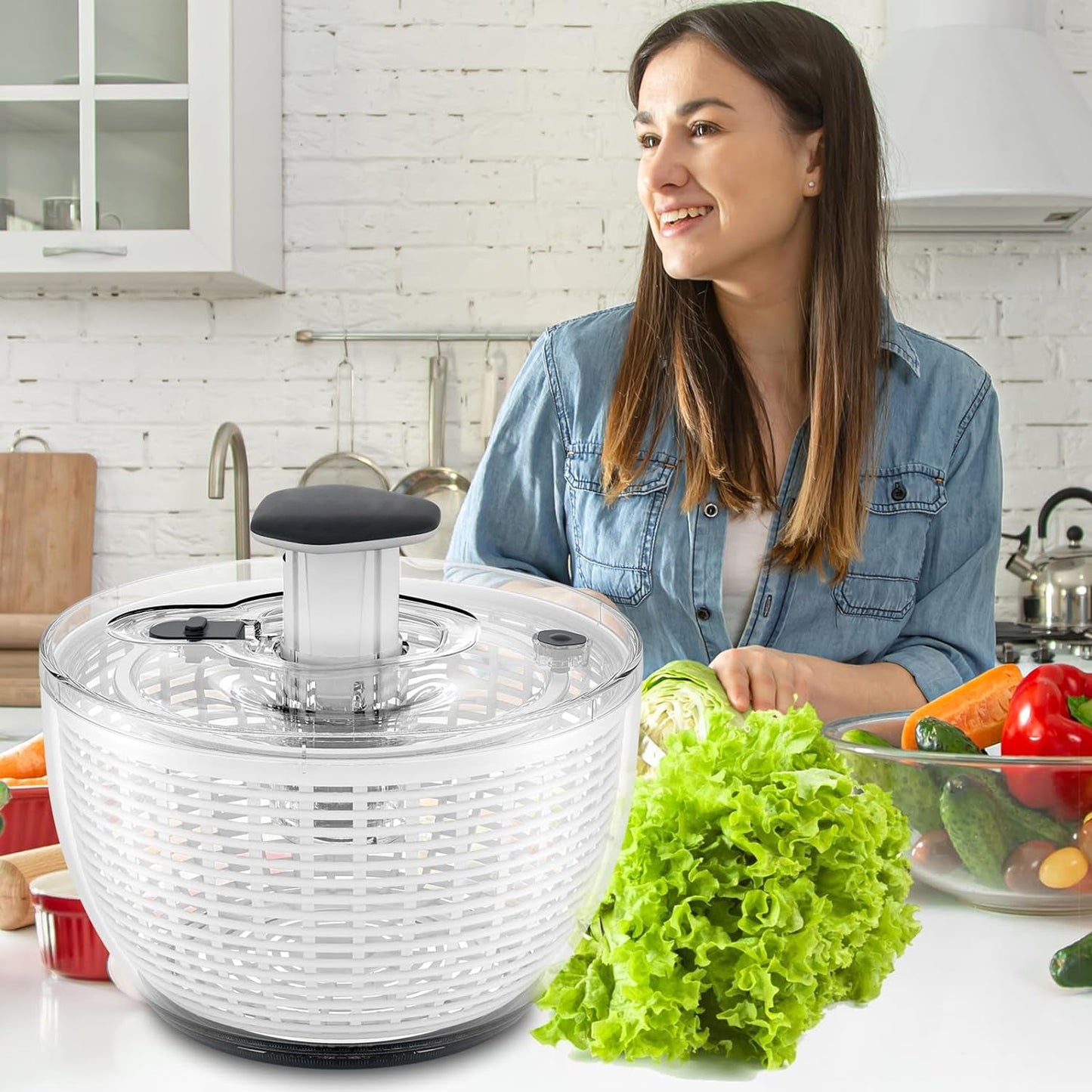 Large Salad Spinner for One Hand