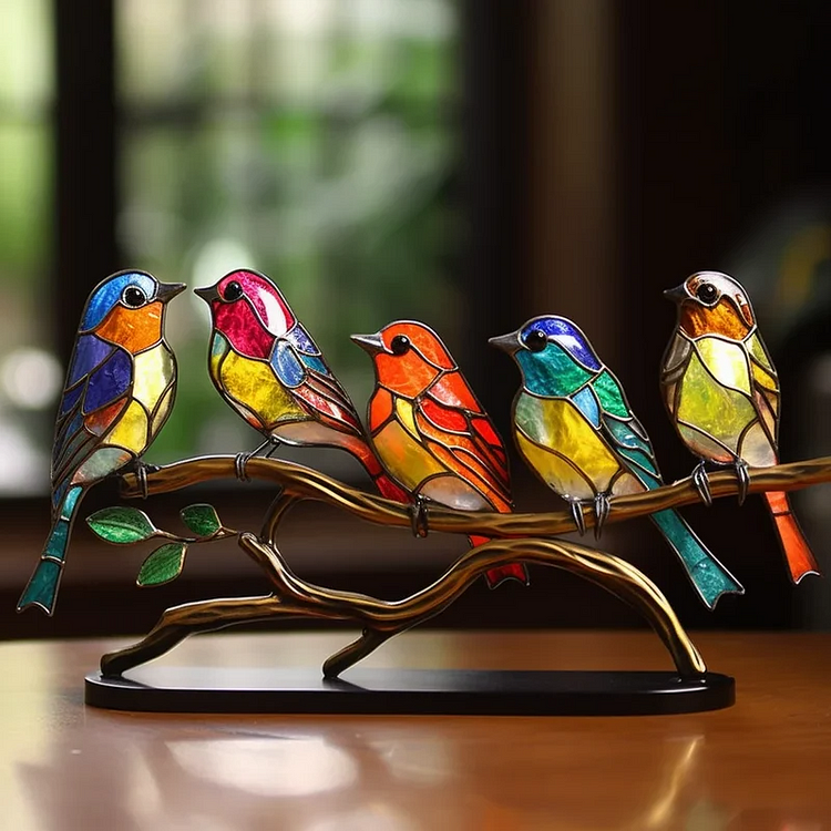 Ornamental Birds on a Branch for Your Desk