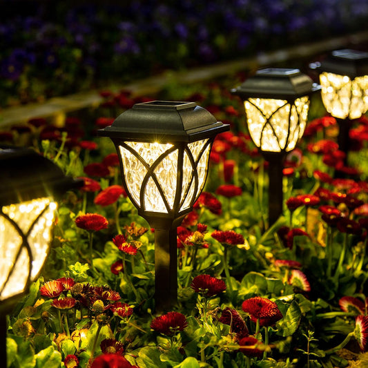 Six Solar-Powered LED Pathway Lights for Gardens