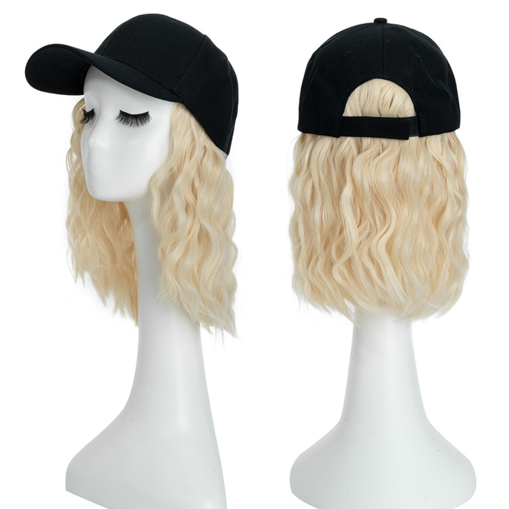 Wavy Wig Baseball Cap with Heat Protection