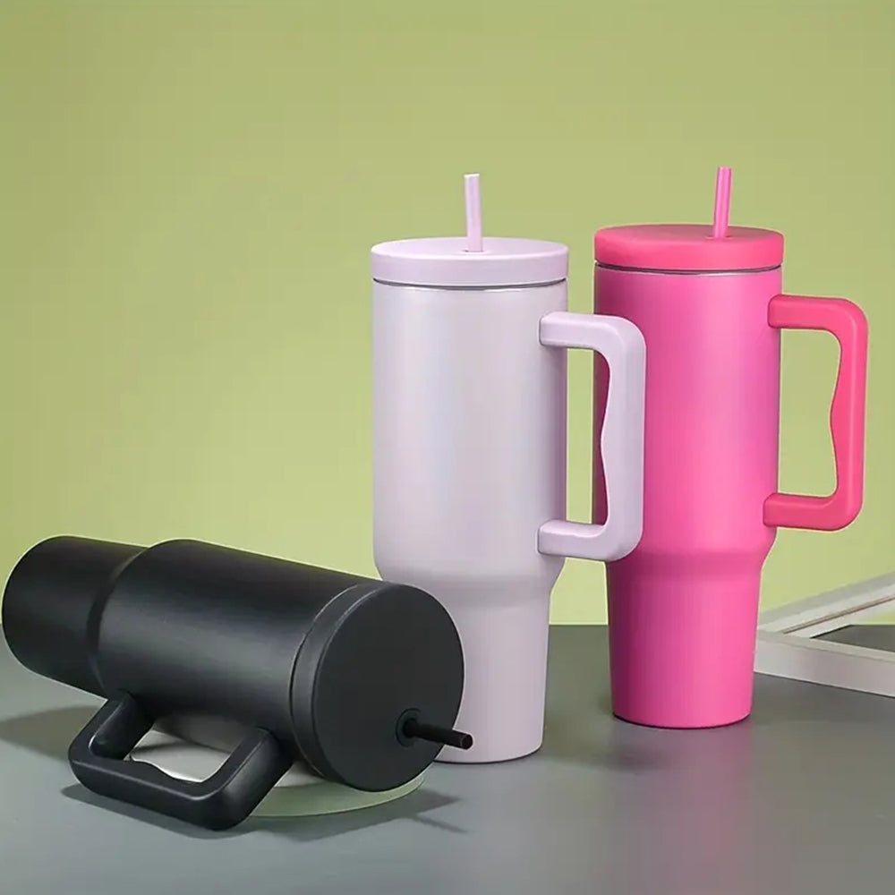 Stylish Insulated Water Bottle with Straw & Carry Handle