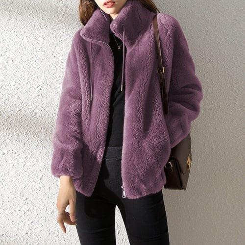 Down-filled Jacket with High Collar and Fur