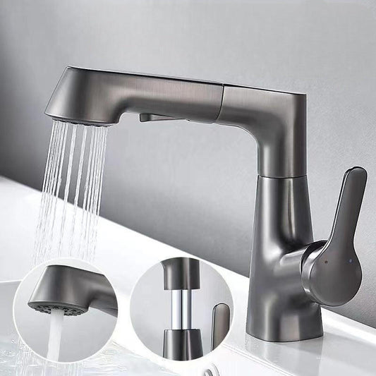 Rotating retractable hand shower faucet