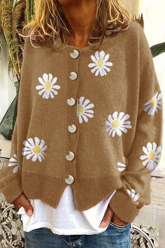 Knit Sweater with Floral Embroidery