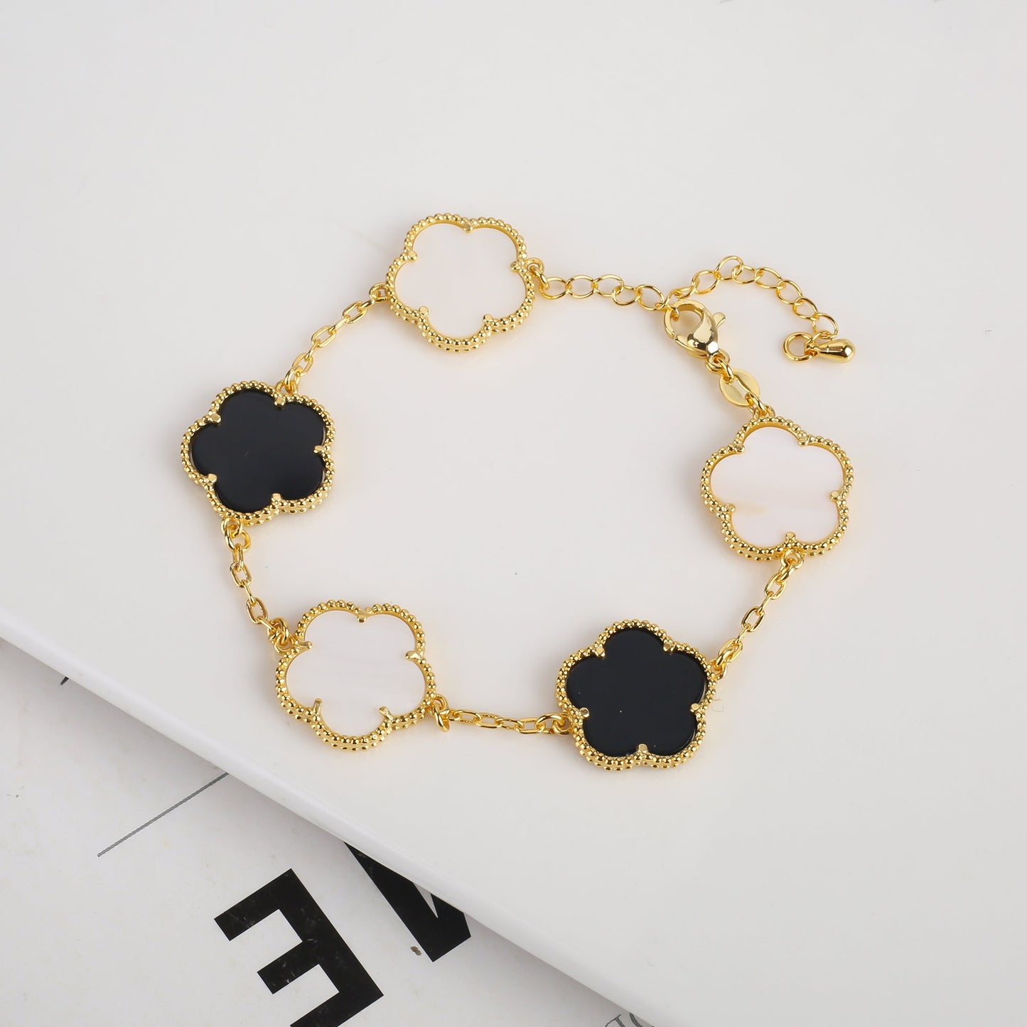 Antique Clover Charm Gold Bracelet