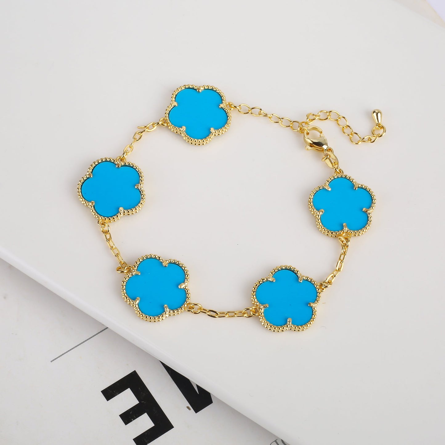 Antique Clover Charm Gold Bracelet