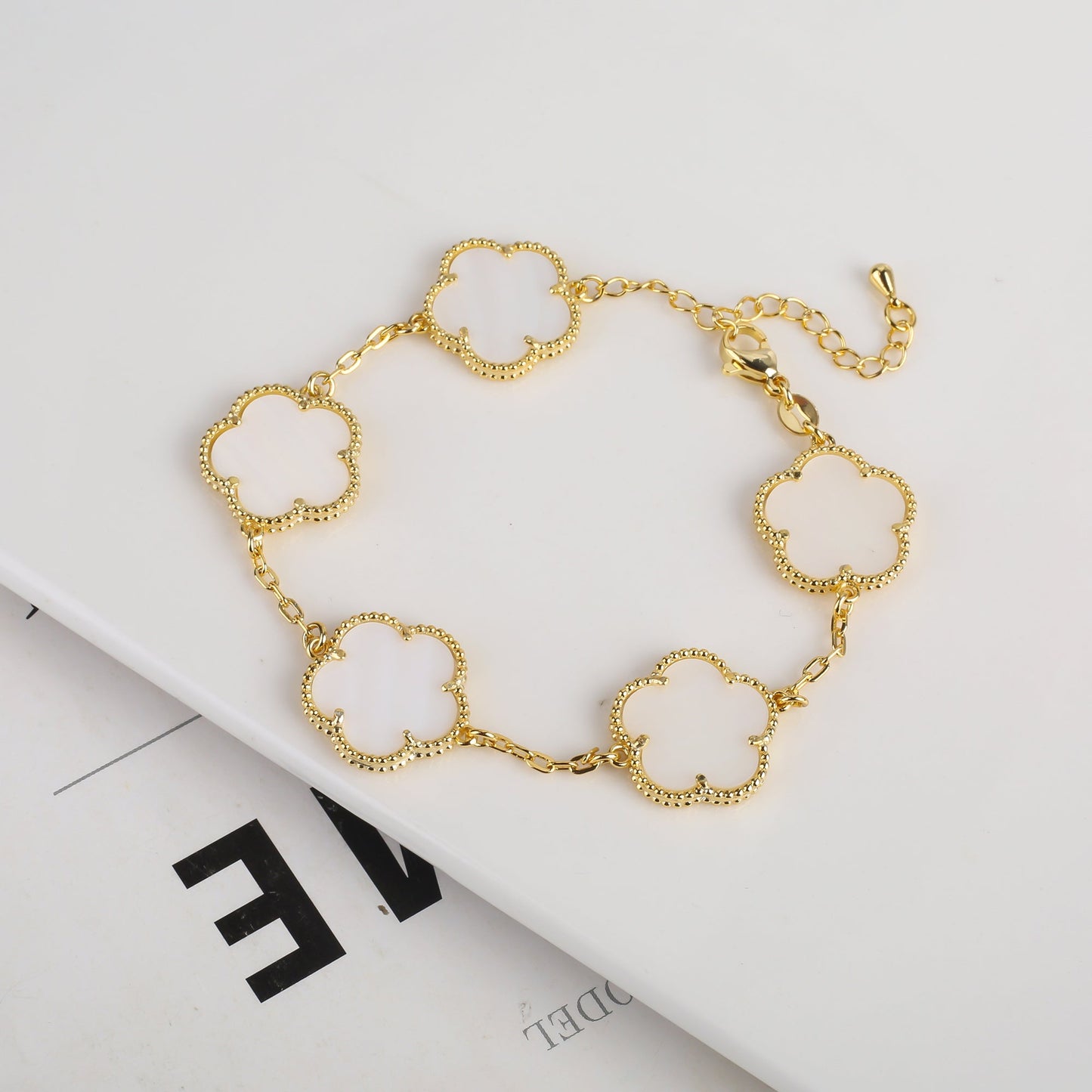 Antique Clover Charm Gold Bracelet