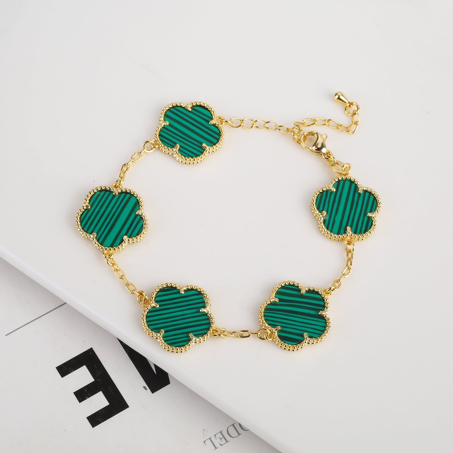 Antique Clover Charm Gold Bracelet