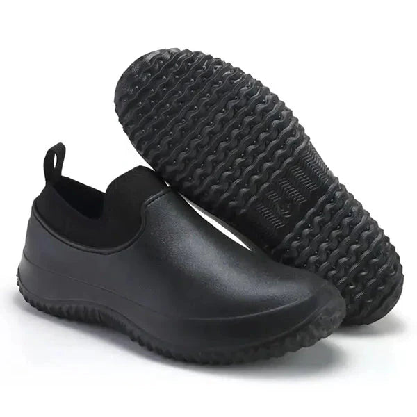 Water-resistant slip-on work shoes