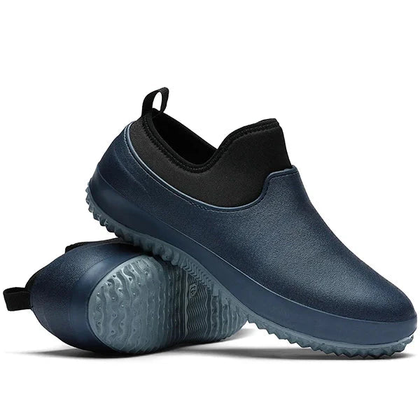 Water-resistant slip-on work shoes