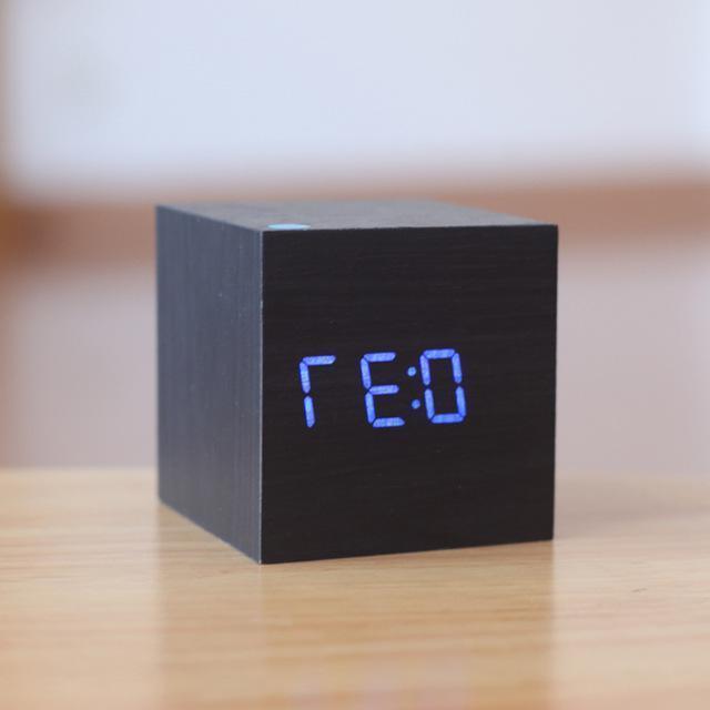 Contemporary Wooden Clock with Digital Display