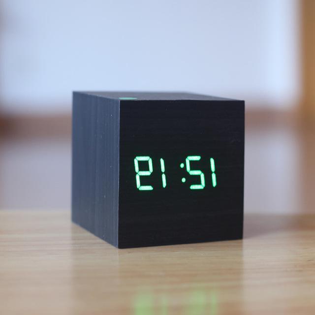 Contemporary Wooden Clock with Digital Display