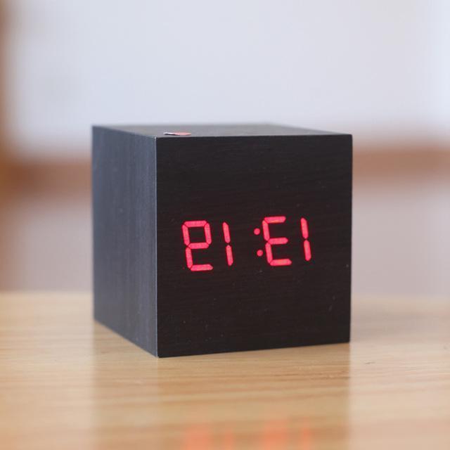 Contemporary Wooden Clock with Digital Display