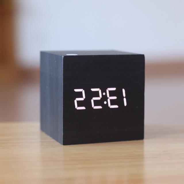 Contemporary Wooden Clock with Digital Display