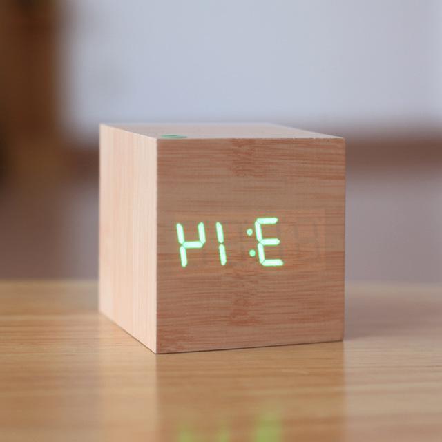 Contemporary Wooden Clock with Digital Display