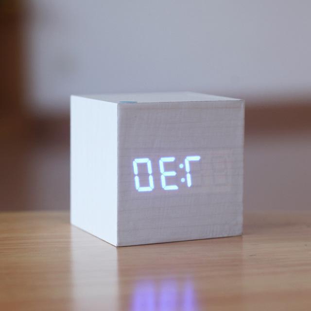 Contemporary Wooden Clock with Digital Display