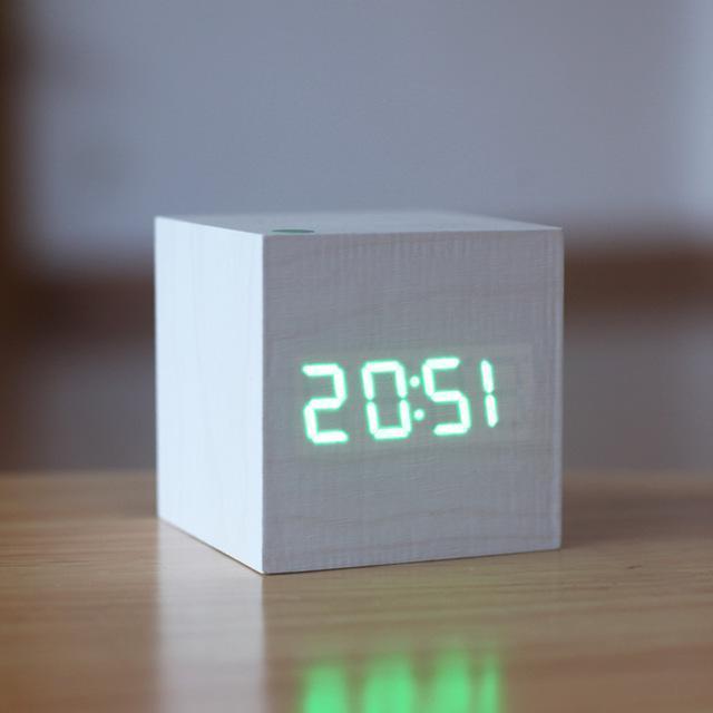 Contemporary Wooden Clock with Digital Display