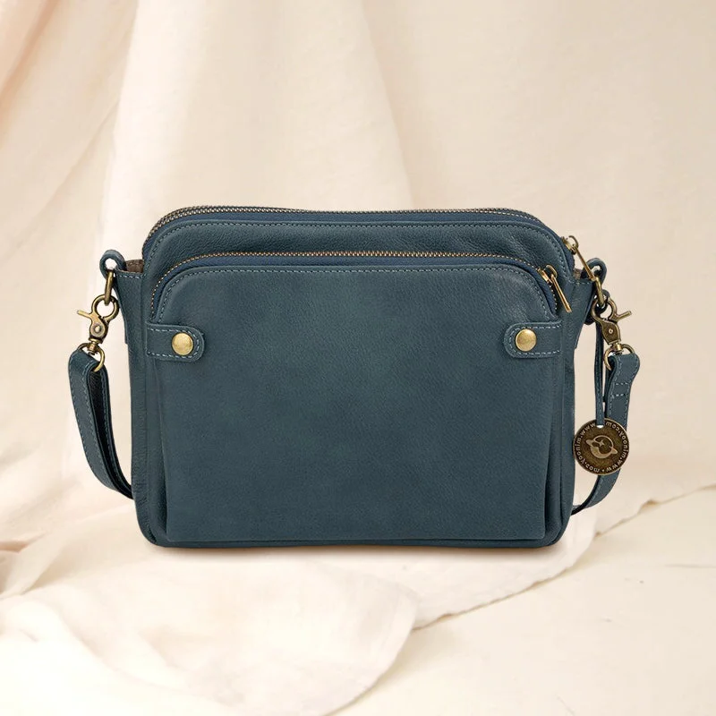 Leather Crossbody Bag with Clutch