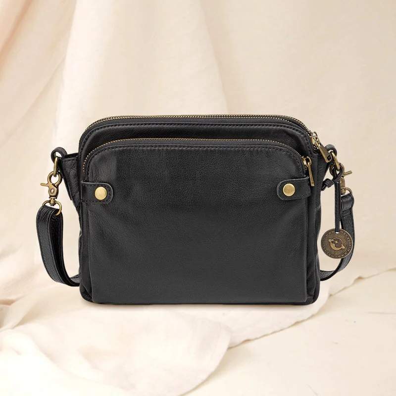 Leather Crossbody Bag with Clutch