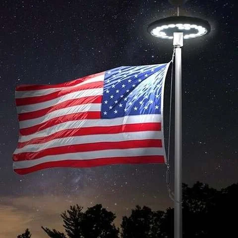 LED Solar Flagpole Lights for All-Night Illumination