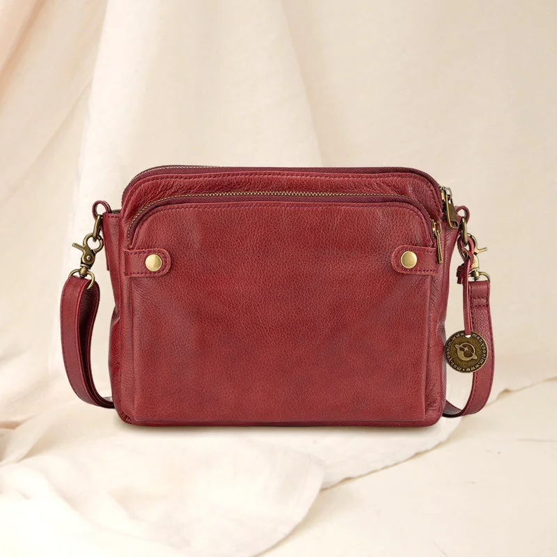 Leather Crossbody Bag with Clutch