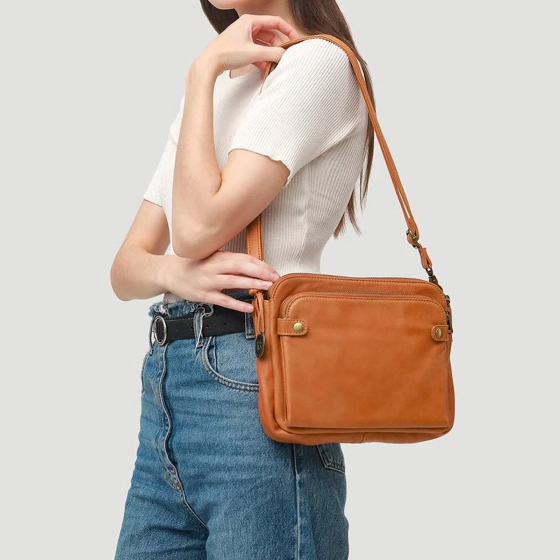 Leather Crossbody Bag with Clutch