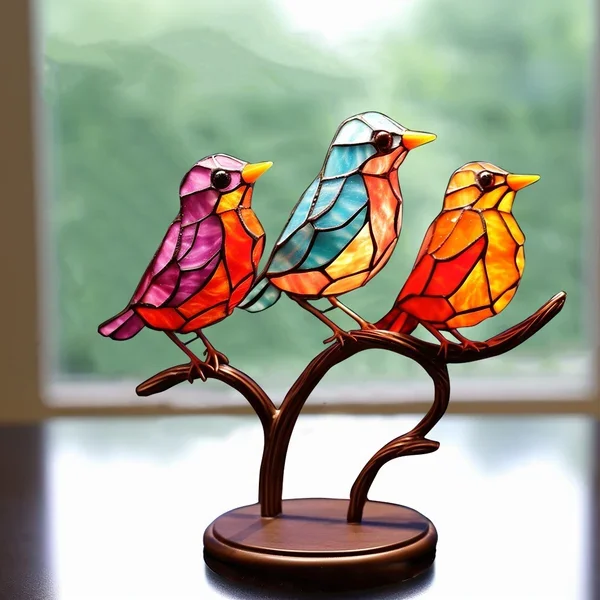 Ornamental Birds on a Branch for Your Desk