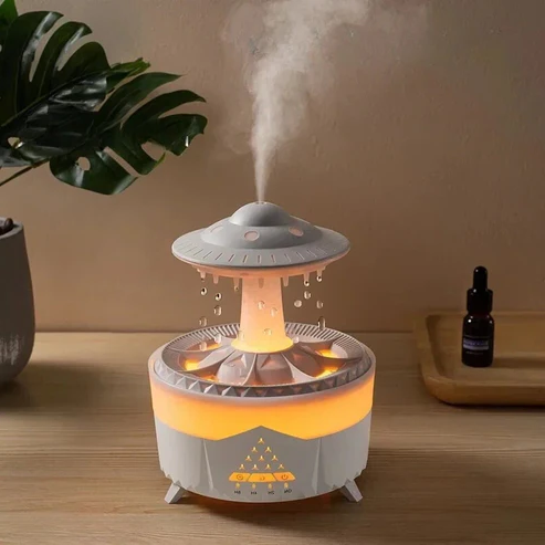 Aromatherapy Humidifier with Colorful Rain Cloud Lamp and Essential Oil Diffuser