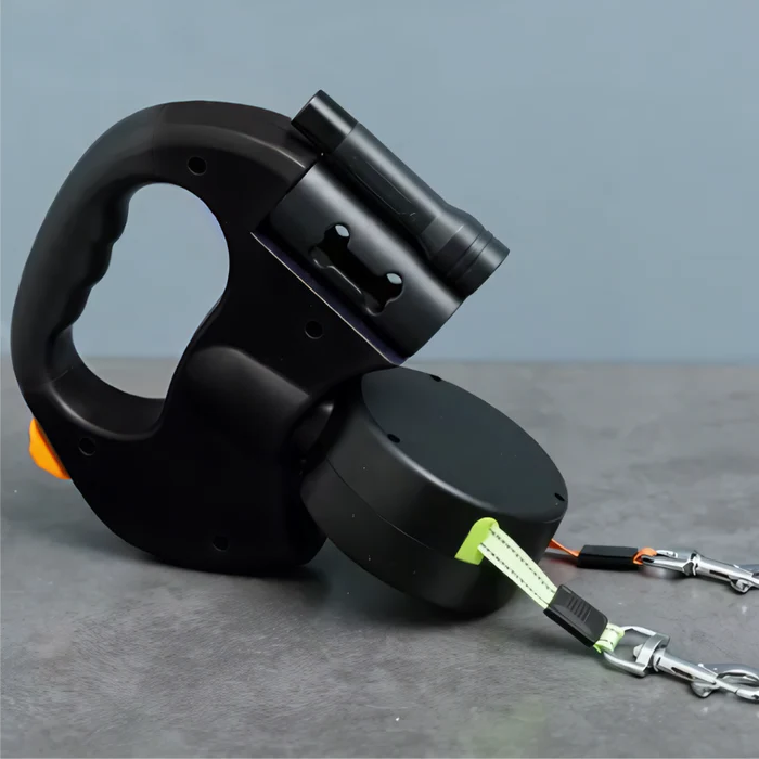 Two-Dog Leash with LED Light, 360° Swivel, and Tangle-Free Design