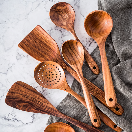 Eco-Friendly Teak Wood Kitchen Utensils: Natural, Non-Toxic Cooking Spoons