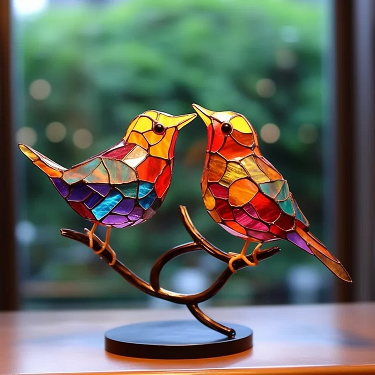 Ornamental Birds on a Branch for Your Desk