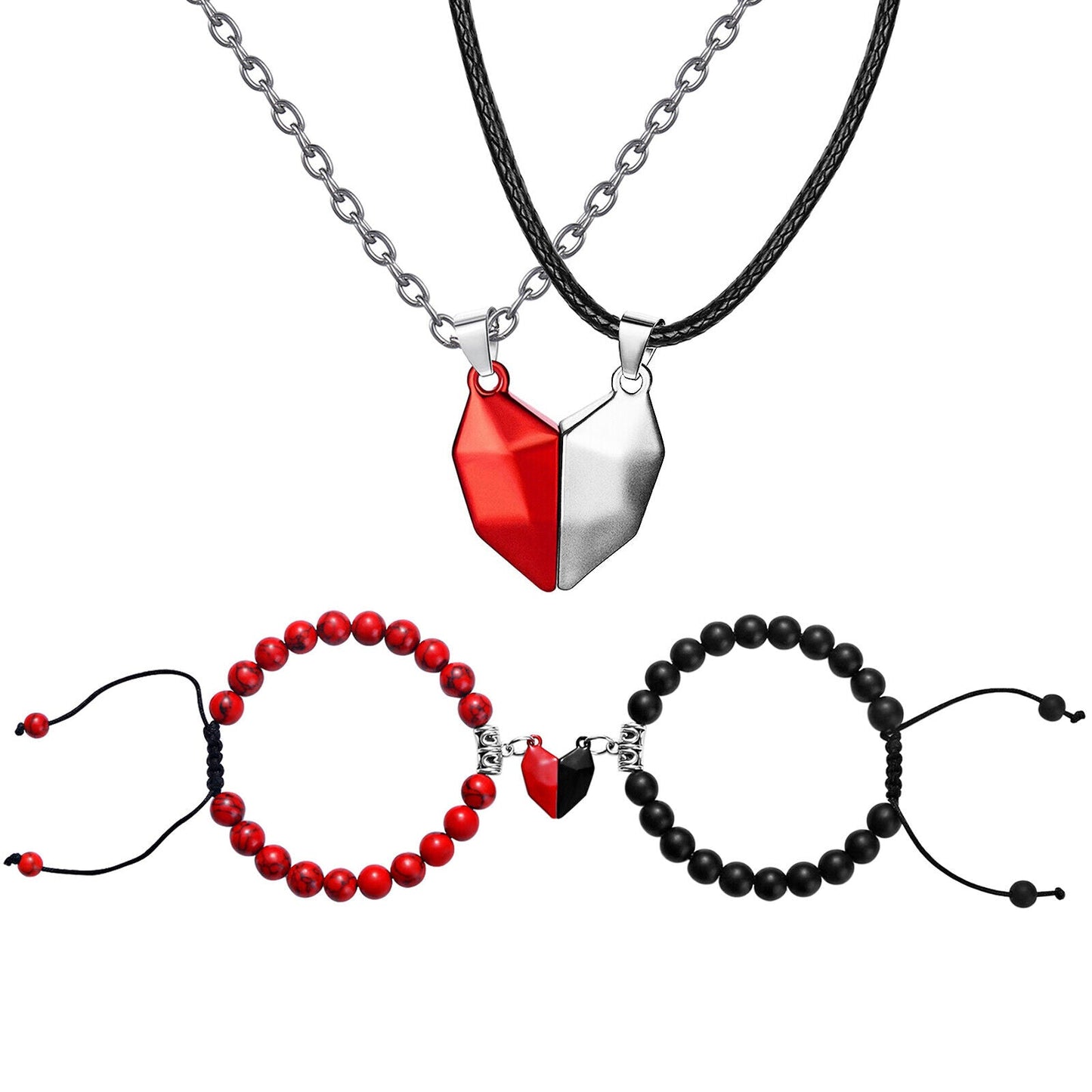 Matching Heart Necklaces and Bracelets for Valentine's Day